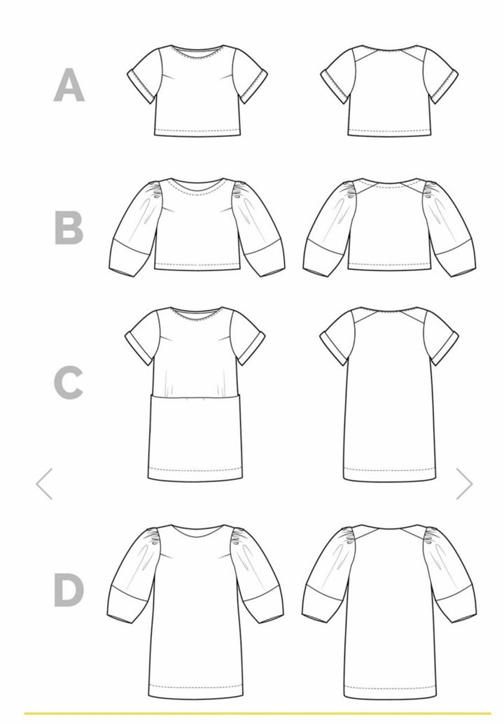 Closet Core Cielo Top & Dress sewing pattern – versatile boxy tee and shift dress with multiple sleeve and pocket options