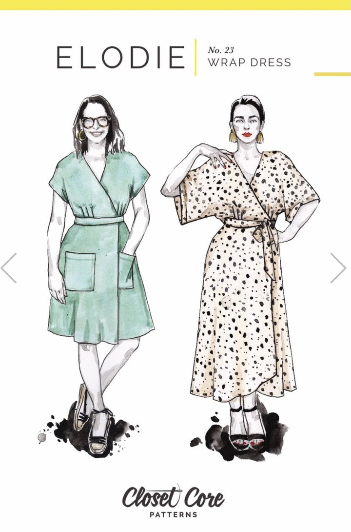Closet Core Elodie Wrap Dress sewing pattern – romantic women’s wrap dress with sleeve and skirt variations