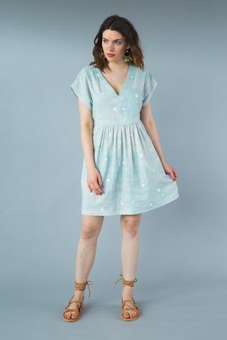 Closet Core Charlie Caftan sewing pattern – flowy summer dress with V-neckline, kimono sleeves, and multiple design variations