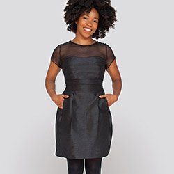 Colette Macaron Dress sewing pattern – curvy darted bodice with pleated skirt and scalloped sleeves