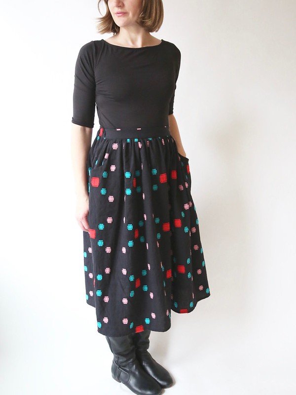 Made by Rae Cleo Skirt Pattern – flat-front gathered skirt with elastic back in versatile fabrics