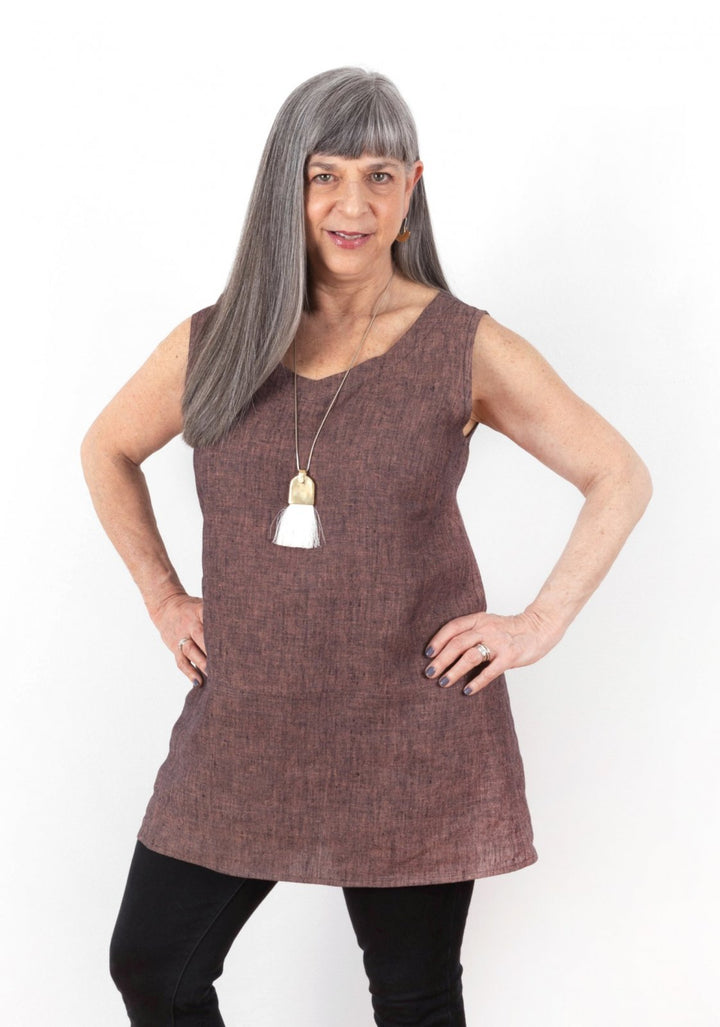 Grainline Studio Uniform Tunic sewing pattern with mix-and-match neckline, skirt, sleeve options, optional pockets, sizes 0–18