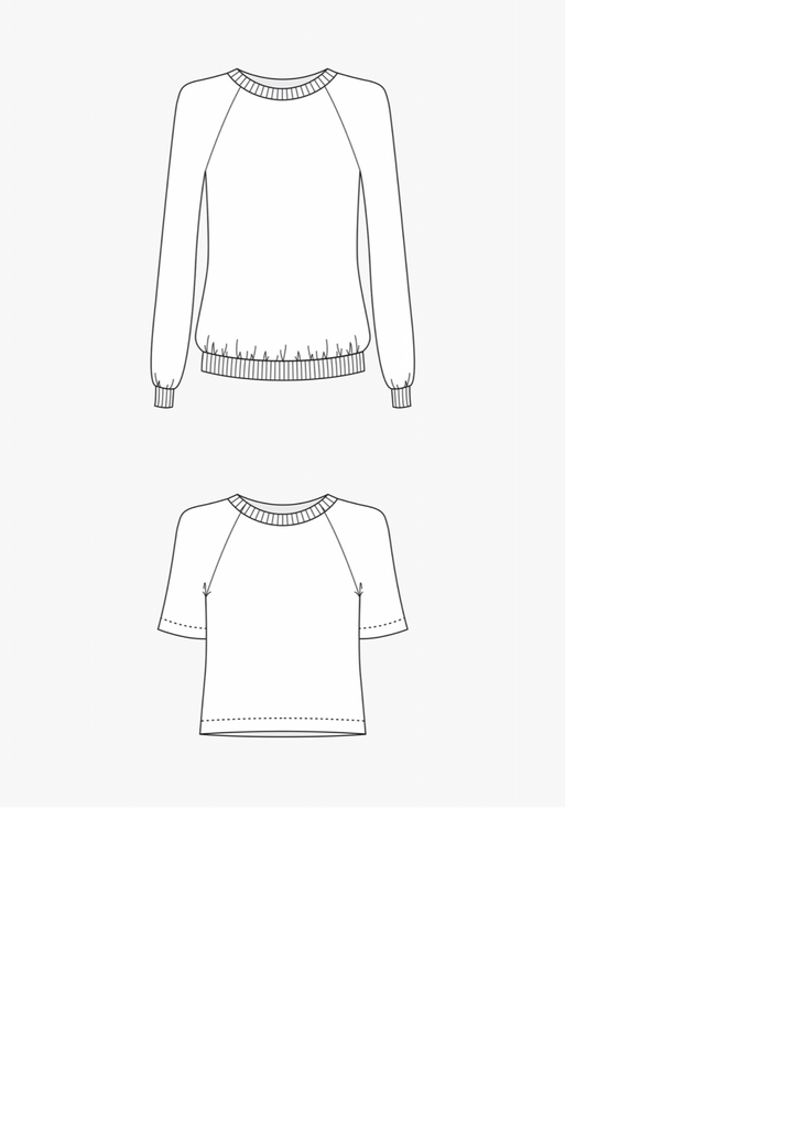Grainline Studio Linden Sweatshirt sewing pattern – relaxed-fit sweatshirt with scooped neckline and mix-and-match sleeves