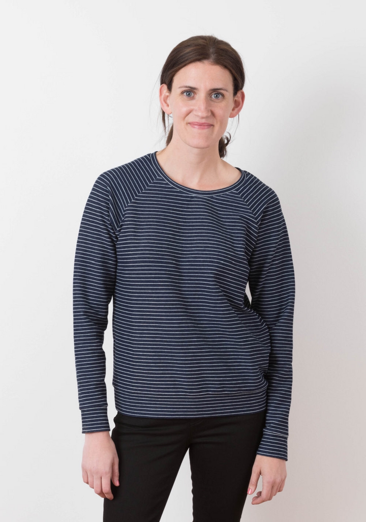 Grainline Studio Linden Sweatshirt sewing pattern – relaxed-fit sweatshirt with scooped neckline and mix-and-match sleeves
