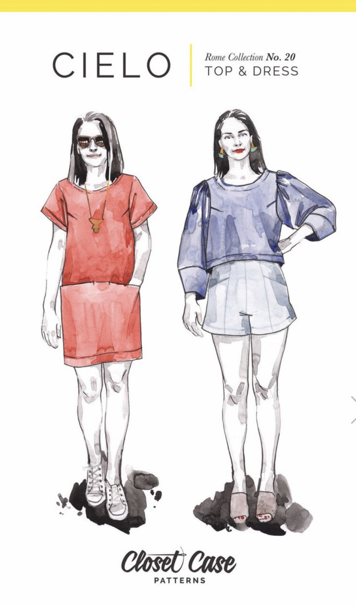 Closet Core Cielo Top & Dress sewing pattern – versatile boxy tee and shift dress with multiple sleeve and pocket options