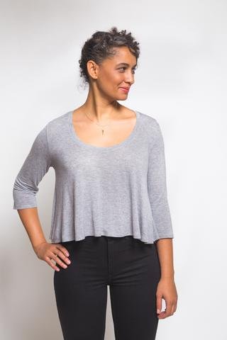 Closet Core Ebony Tee & Knit Dress sewing pattern – versatile drapey top and dress design with multiple neckline and sleeve options