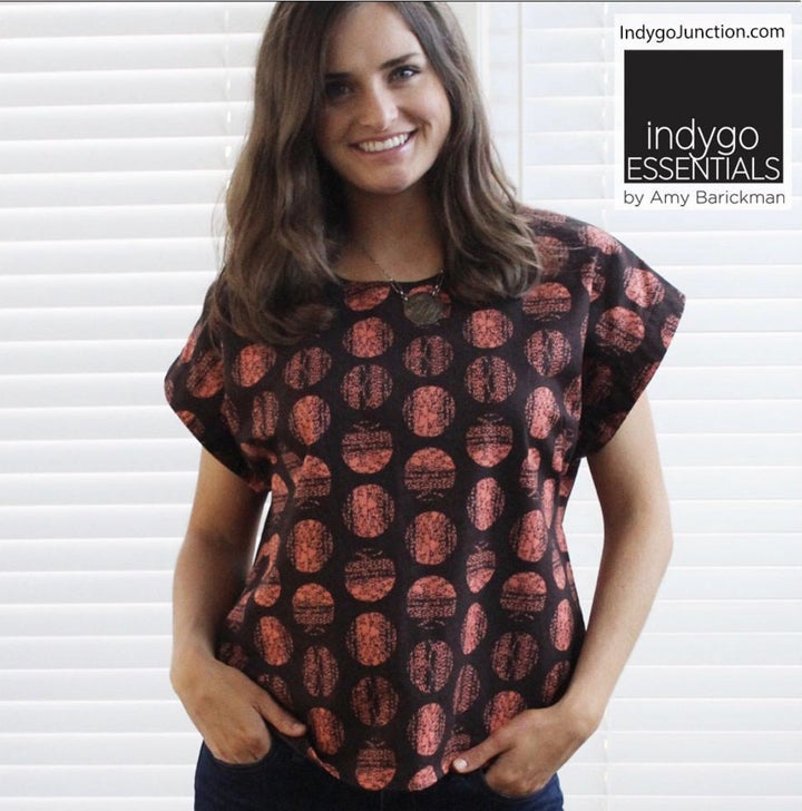 Indygo Essentials Easy Top & Tunic Pattern showing three lengths with bust darts and curved hem