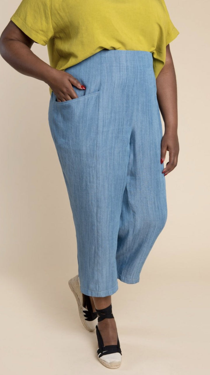 Closet Core Pietra Pants & Shorts sewing pattern – high-waisted trousers and shorts with flat front and elastic back