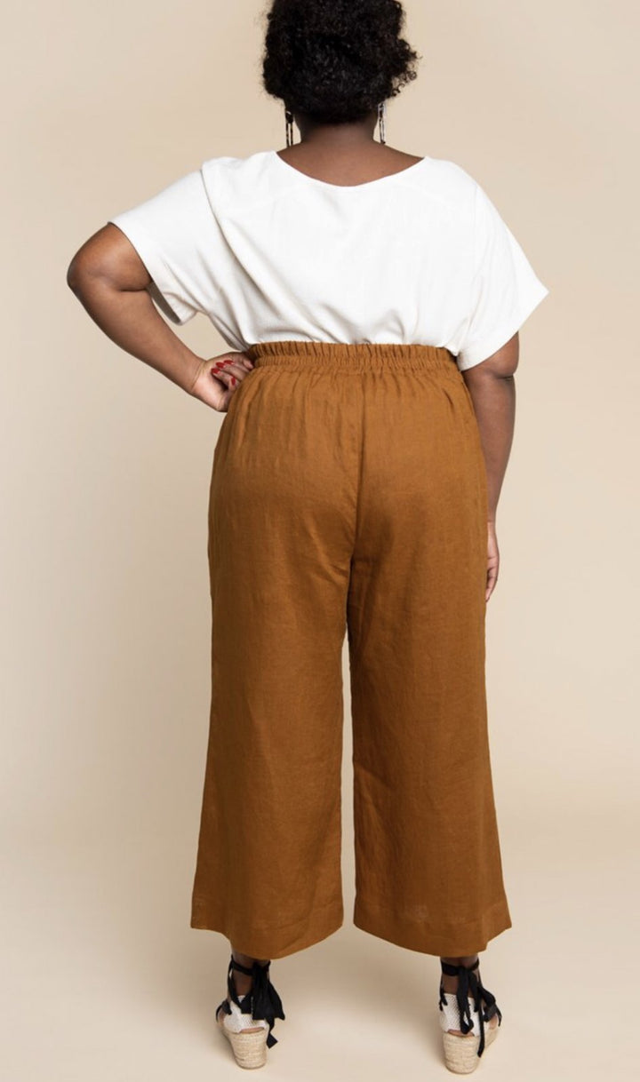 Closet Core Pietra Pants & Shorts sewing pattern – high-waisted trousers and shorts with flat front and elastic back