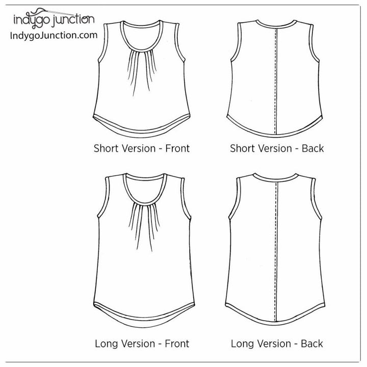 Indygo Junction Everyday Tank with mini-pleats and curved hem in two lengths