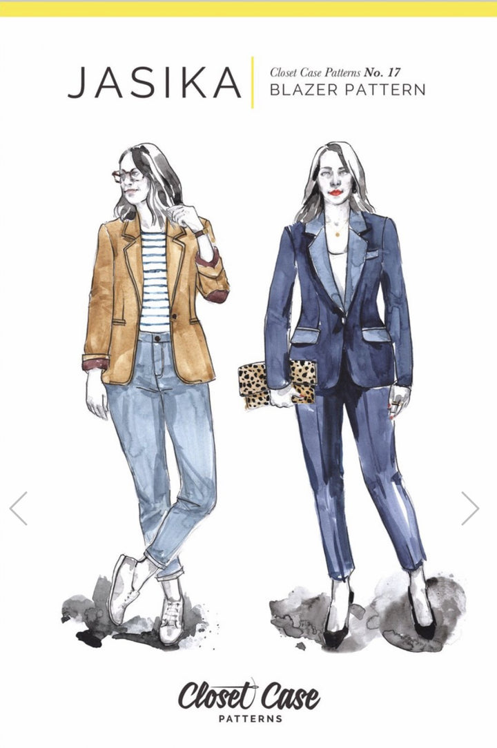 Closet Core Jasika Blazer sewing pattern – tailored women’s jacket with classic notched collar and customization options