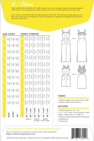 Closet Core Fiona Sundress sewing pattern – fitted button-up dress with interchangeable bodice and skirt options