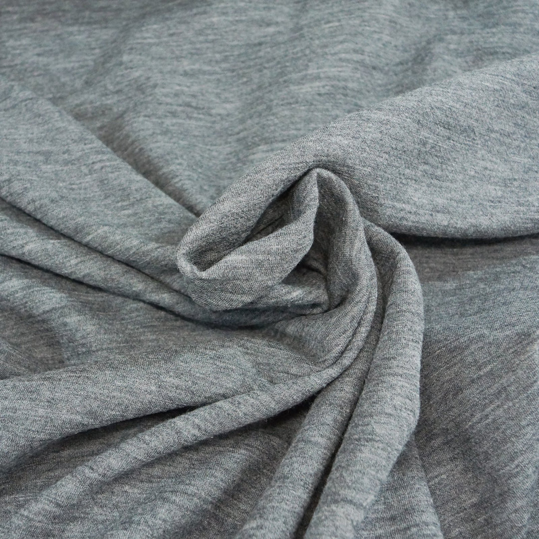 Charcoal Gray Wool Cotton Double Knit Fabric - Reversible Toaster Sweater Material for Cardigans & Pullovers