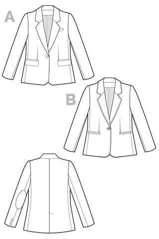 Closet Core Jasika Blazer sewing pattern – tailored women’s jacket with classic notched collar and customization options