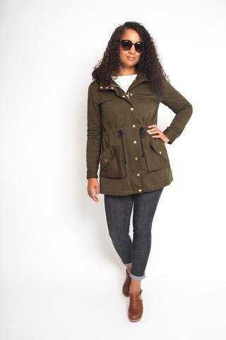 Closet Core Kelly Anorak Jacket sewing pattern – modern lightweight coat with hood, pockets, and drawstring waist