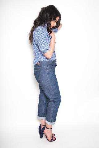 Closet Core Morgan Boyfriend Jeans sewing pattern – slim boyfriend denim with mid-rise fit and button fly