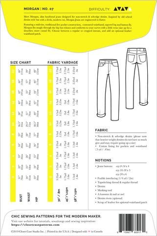 Closet Core Morgan Boyfriend Jeans sewing pattern – slim boyfriend denim with mid-rise fit and button fly