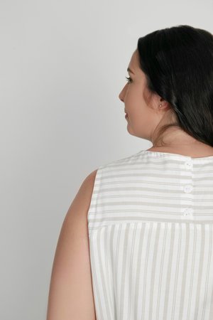 In the Folds Rushcutter Dress sewing pattern – oversized A-line dress with two style variations and illustrated instructions.