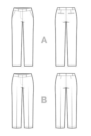 Closet Core Sasha Trousers sewing pattern – slim tapered women’s pants with tailored details and modern fit