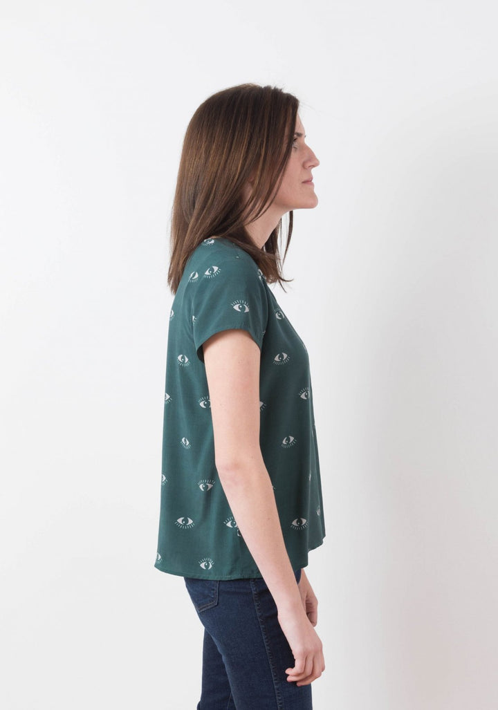 Grainline Studio Scout Tee sewing pattern – woven t-shirt with scoop neckline and capped sleeves