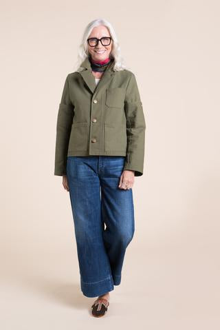 Closet Core Sienna Maker Jacket sewing pattern – French workwear inspired utility jacket with multiple style variations
