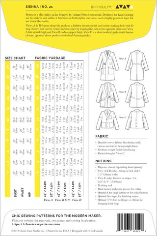 Closet Core Sienna Maker Jacket sewing pattern – French workwear inspired utility jacket with multiple style variations
