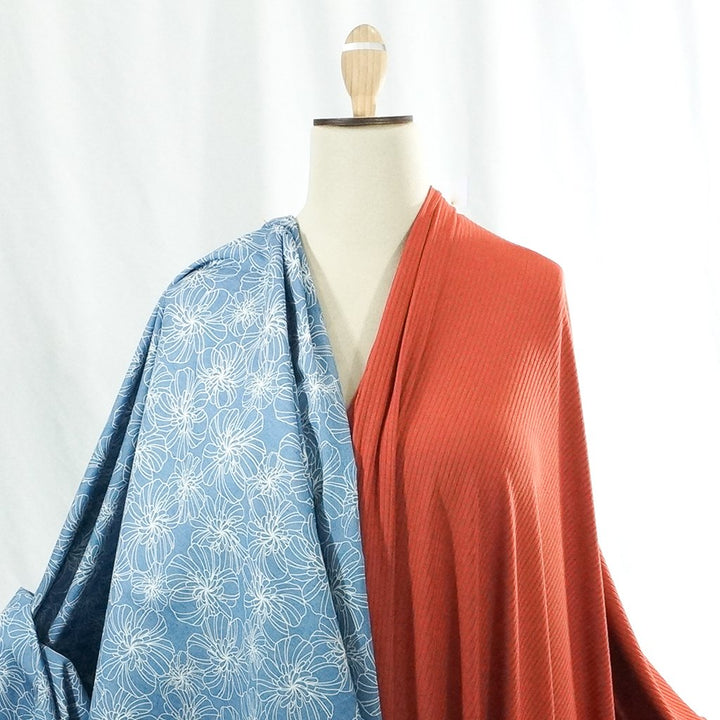 Sienna Bamboo Rib Knit Fabric - 89.5% Bamboo 10.5% Spandex - 4-Way Stretch Eco-Friendly Material for Dresses & Leggings