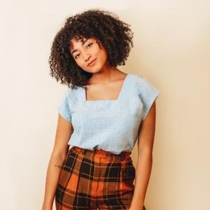 Friday Pattern Co Square Neck Top sewing pattern boxy dolman sleeve top in knit or woven fabric