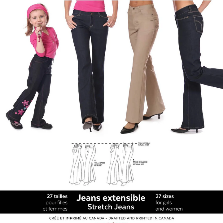 Jalie 2908 Women’s Stretch Jeans sewing pattern – slim fit with flared leg and two rise options