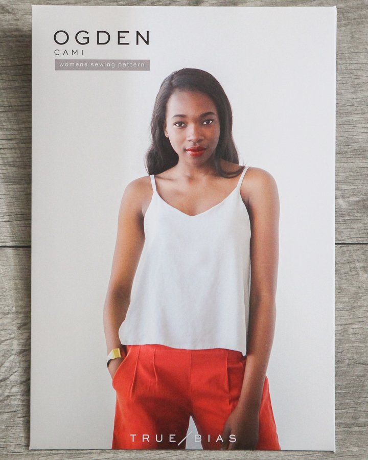 True Bias Ogden Cami sewing pattern – V-neckline top with spaghetti straps and partial lining