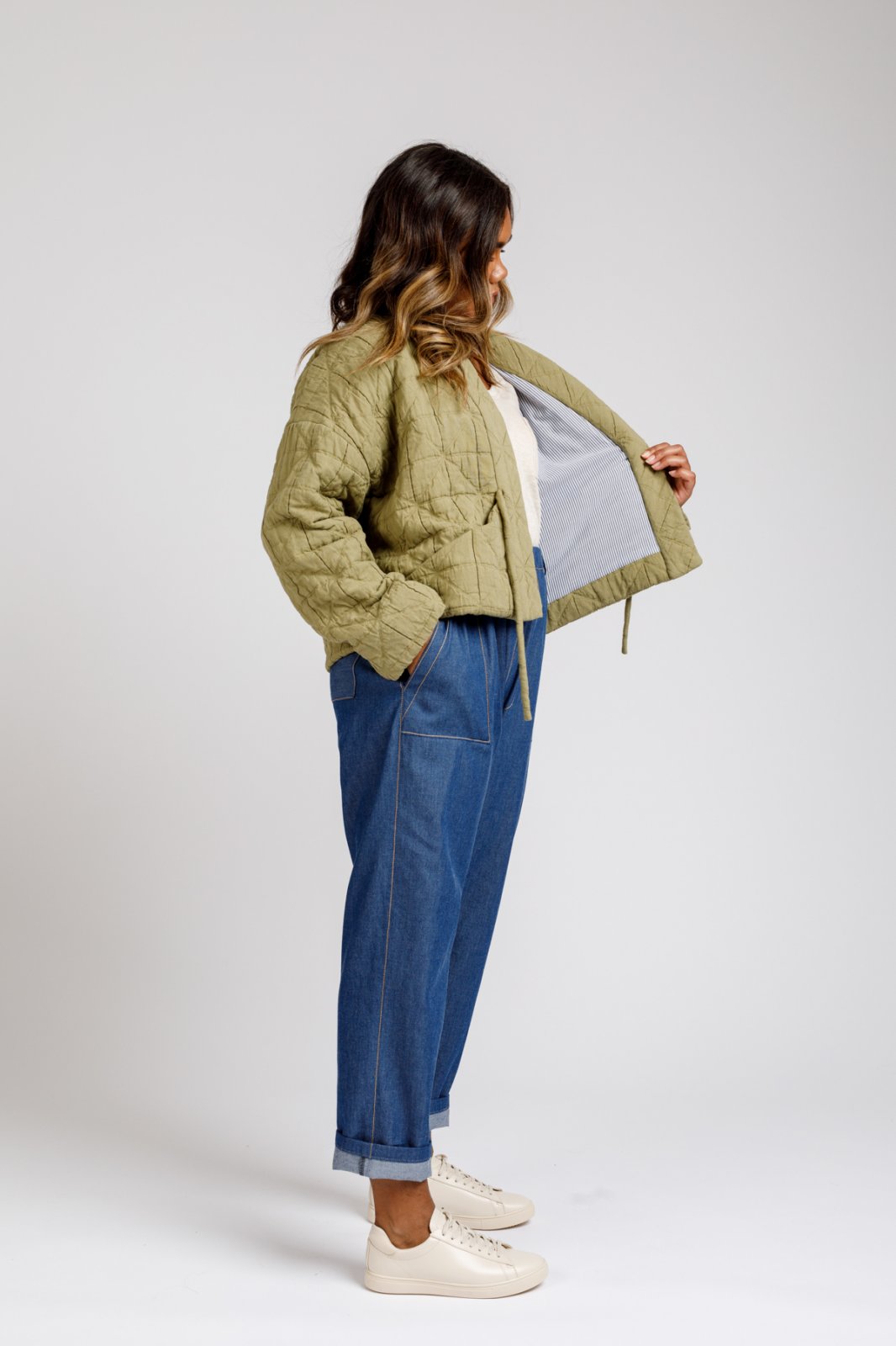 Megan Nielsen Hovea sewing pattern loose-fit drop shoulder jacket and coat with pockets and optional quilting