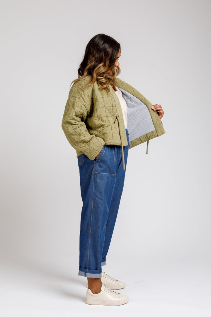 Megan Nielsen Hovea sewing pattern loose-fit drop shoulder jacket and coat with pockets and optional quilting