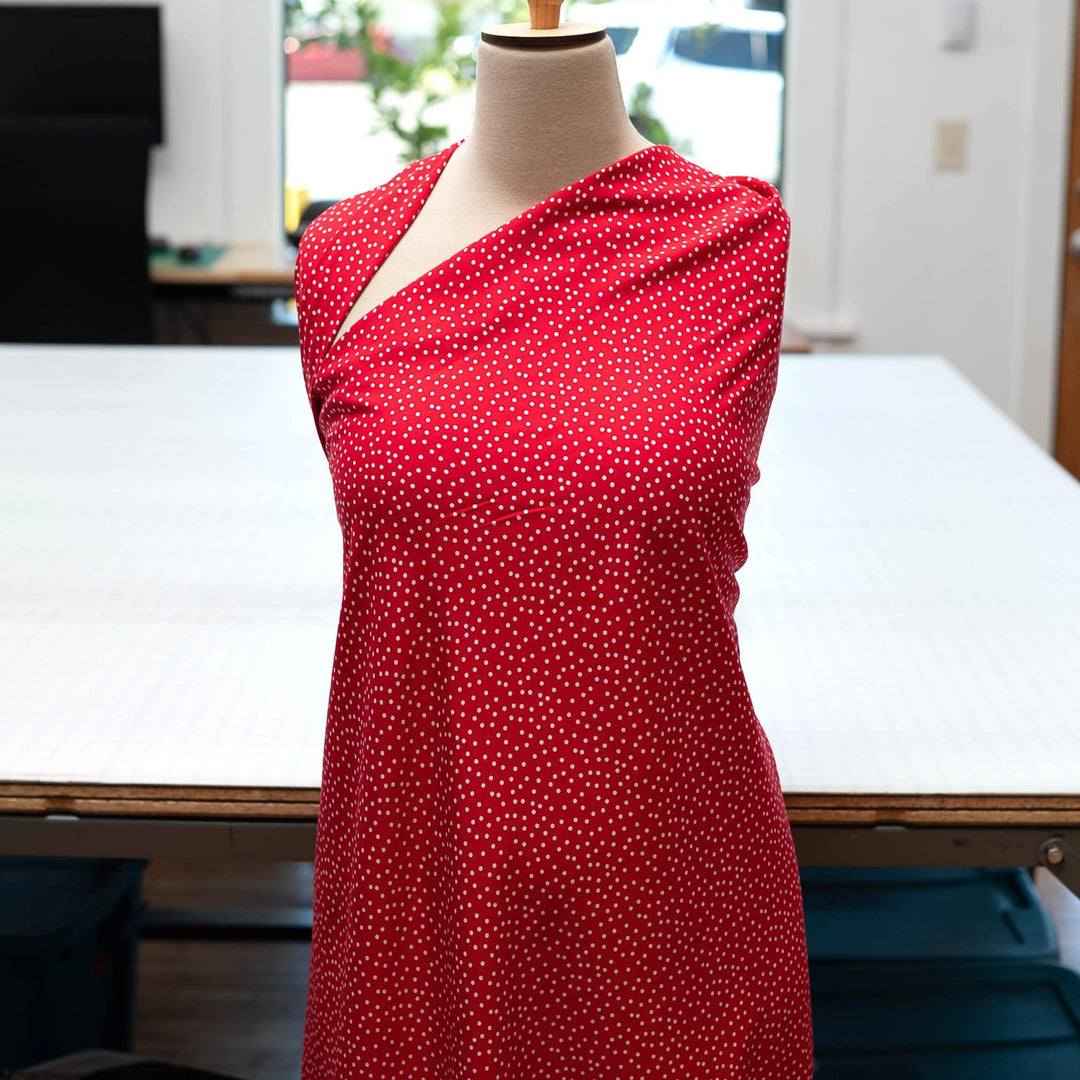 Rayon Challis - "Red & White Polka Dots"