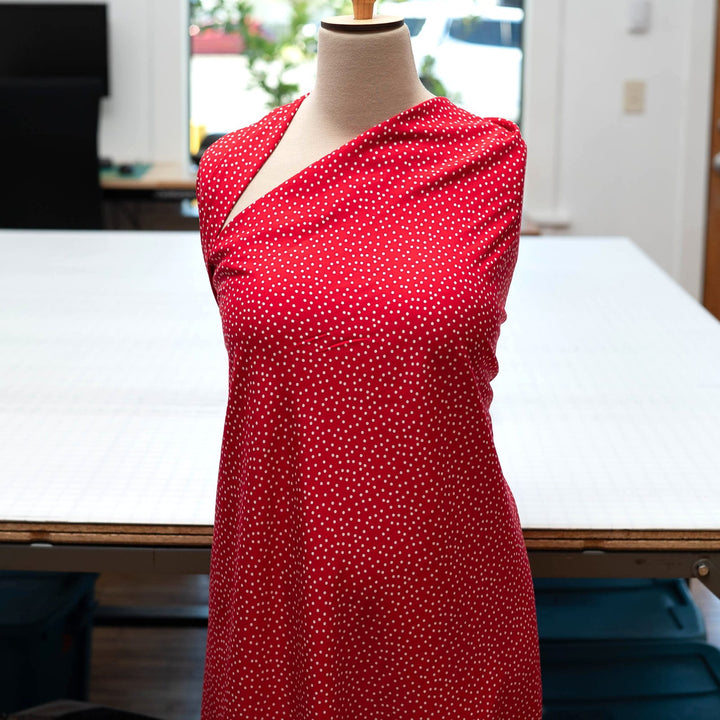 Rayon Challis - "Red & White Polka Dots"