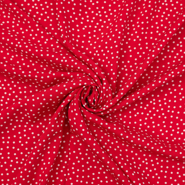 Rayon Challis - "Red & White Polka Dots"
