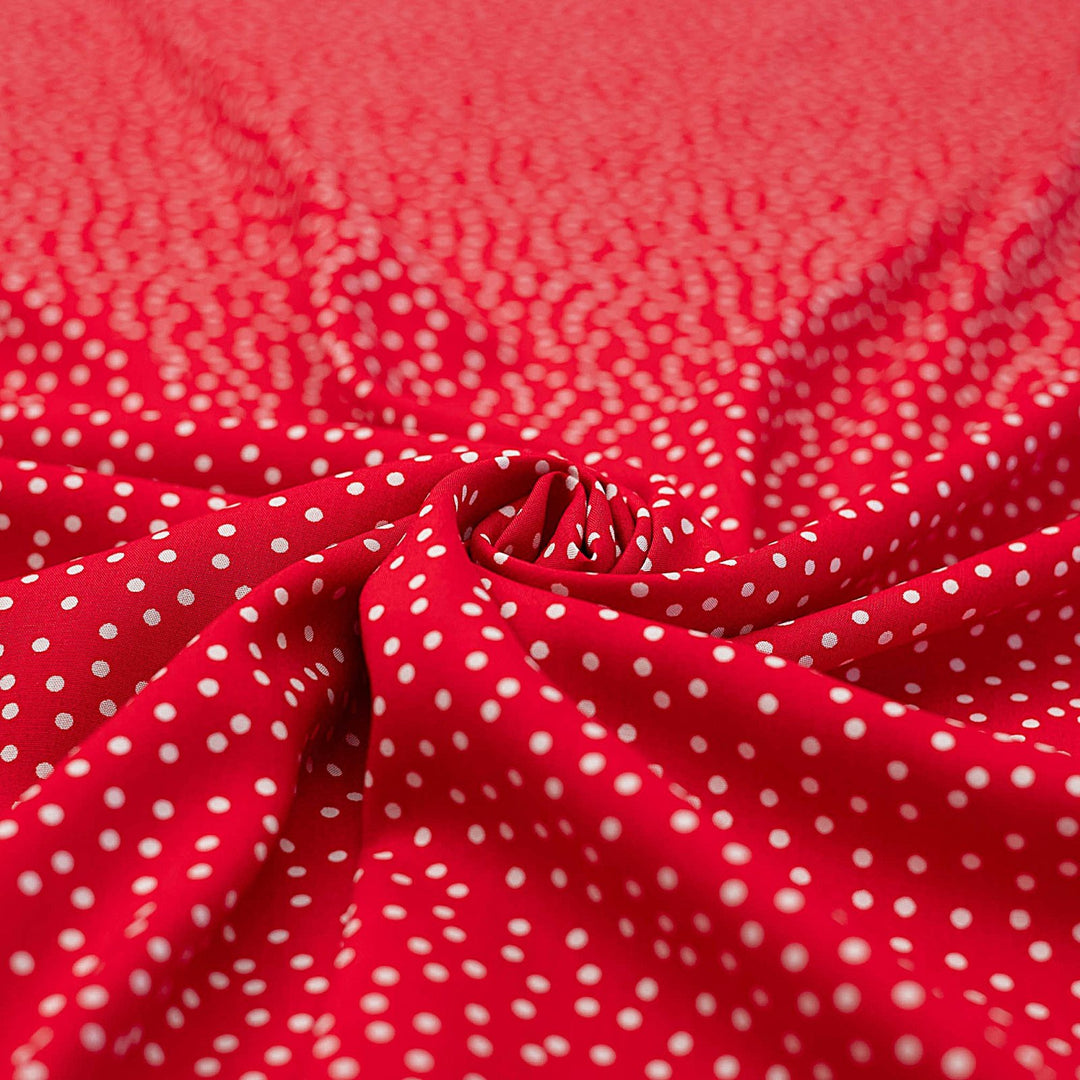 Rayon Challis - "Red & White Polka Dots"