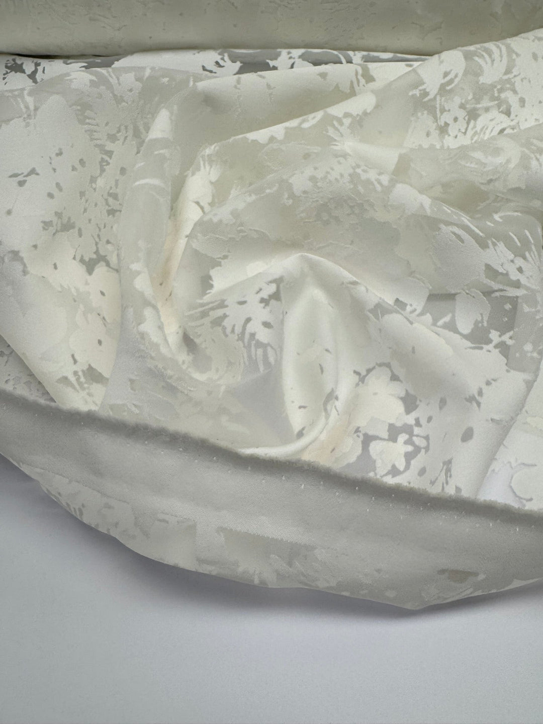 Jacquard and Mesh Woven in White
