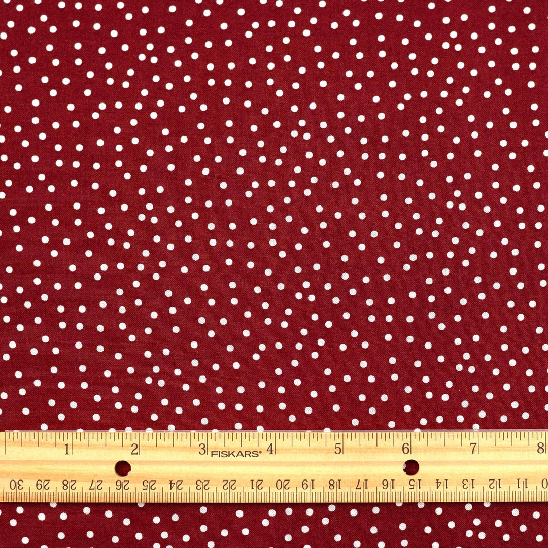 Rayon Challis - "Burgundy & White Polka Dots"