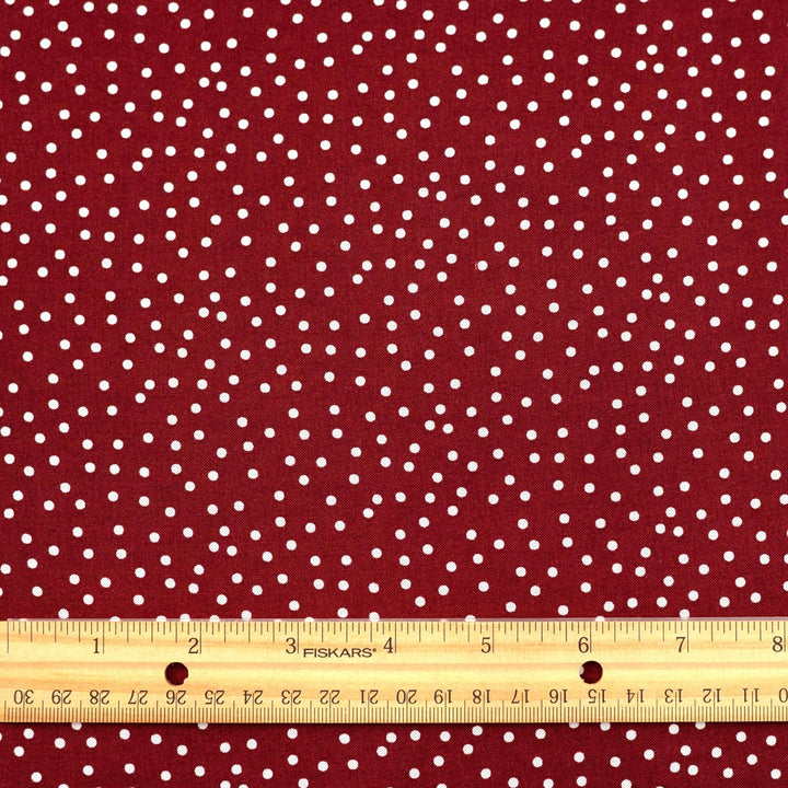 Rayon Challis - "Burgundy & White Polka Dots"
