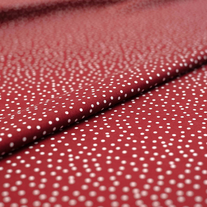 Rayon Challis - "Burgundy & White Polka Dots"