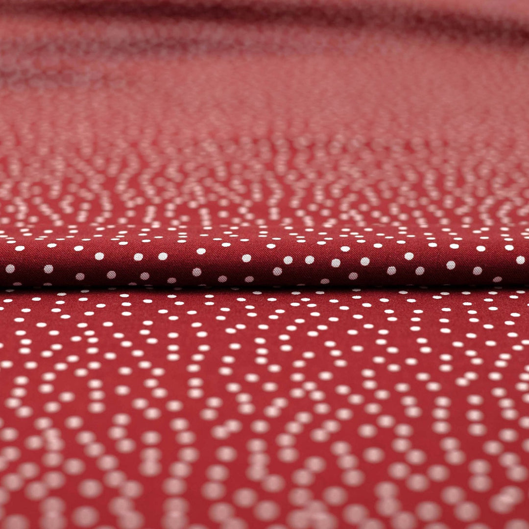 Rayon Challis - "Burgundy & White Polka Dots"