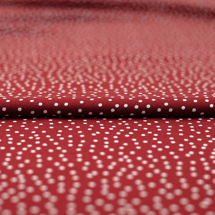 Rayon Challis - "Burgundy & White Polka Dots"