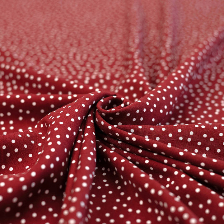 Rayon Challis - "Burgundy & White Polka Dots"