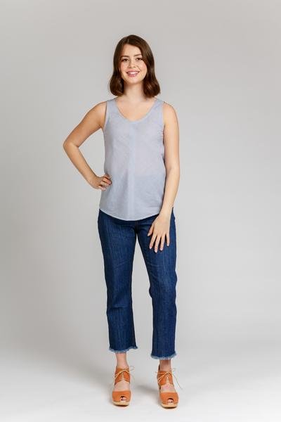 Megan Nielsen Eucalypt Woven Tank Top & Dress Pattern – scoop neckline tank and woven dress sewing pattern