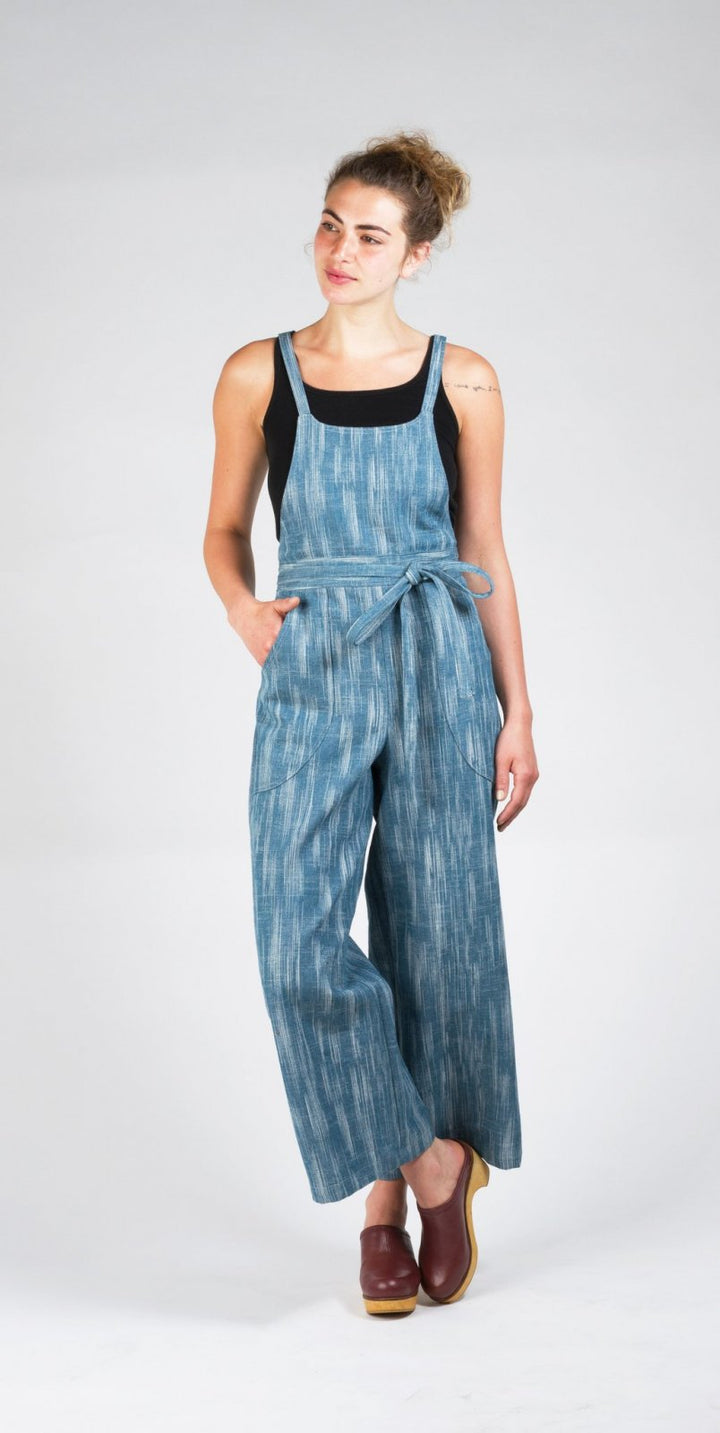 Sew House Seven Burnside Bibs sewing pattern – versatile overalls with adjustable straps, pockets, and wide-leg options