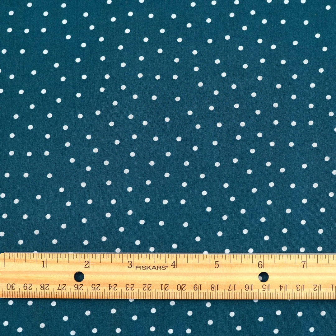 Rayon Challis - "Teal & White Polka Dots"