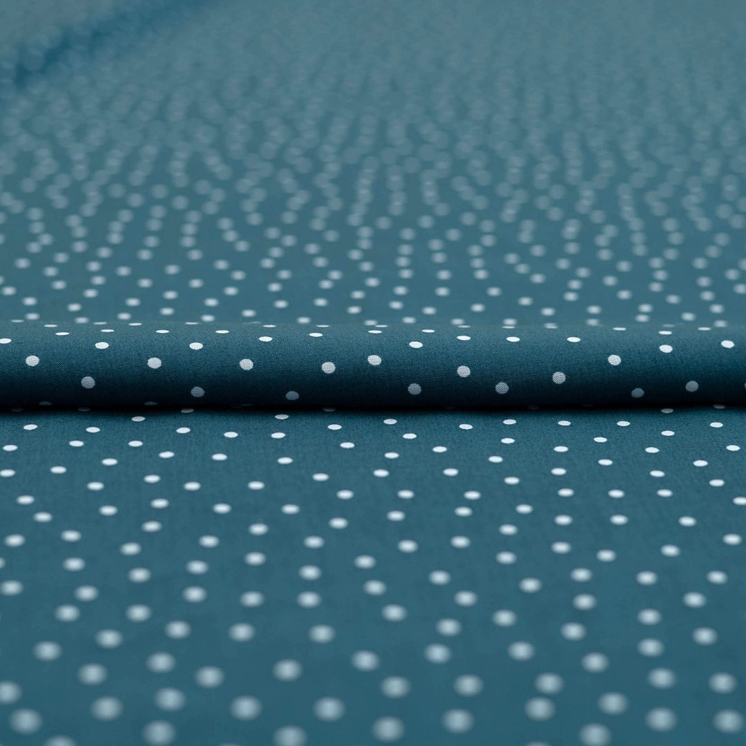 Rayon Challis - "Teal & White Polka Dots"