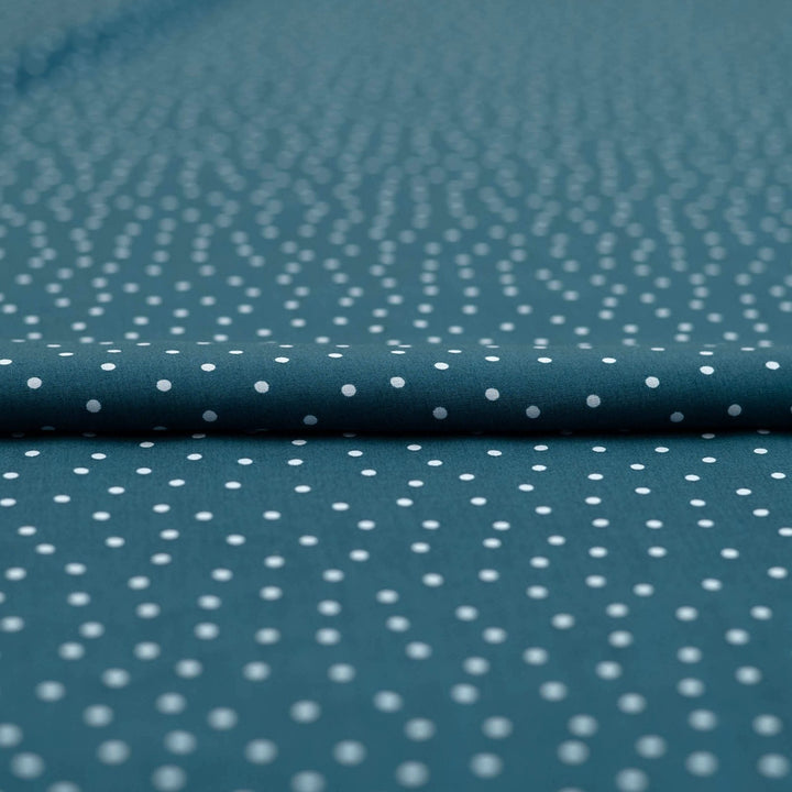 Rayon Challis - "Teal & White Polka Dots"