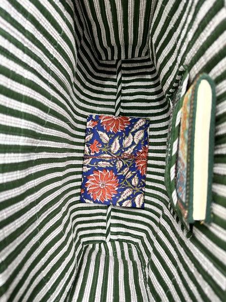 Quilted Velvet Market Bag - Jungle Green (Reversible)