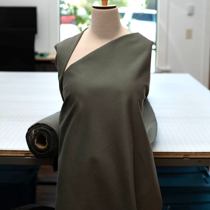 Brushed Twill Olive 100% cotton midweight fabric for sewing projects